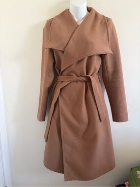 Only Camel Wrap Trench Coat with Self-Tie Belt